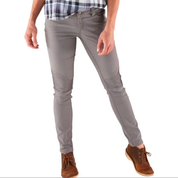 PRANA Brenna Moto Stretch Skinny Pants Mid Rise Gravel Nylon Size 2 - Picture 4 of 15